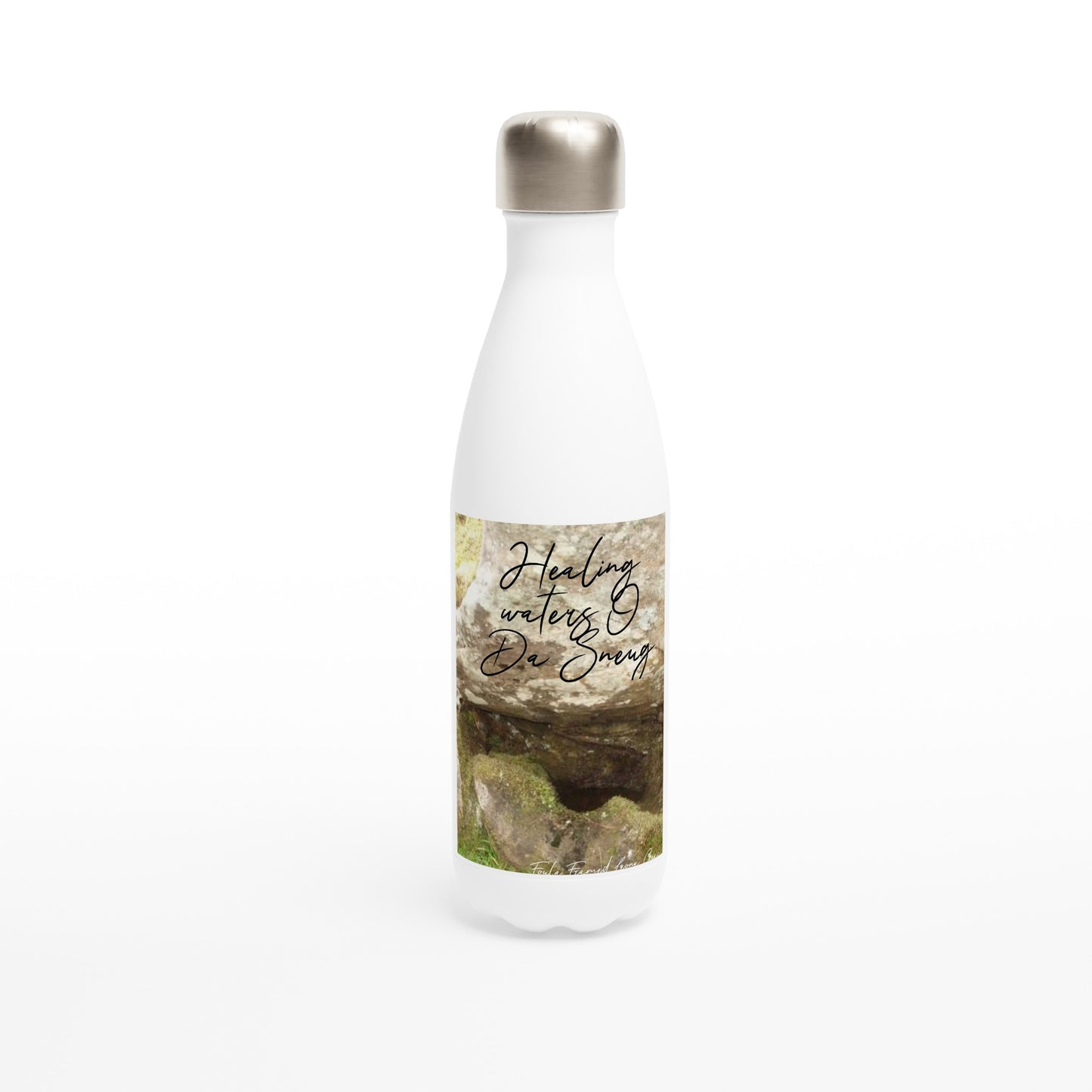 White 17oz Stainless Steel Water Bottle Healing Waters O Da Sneug